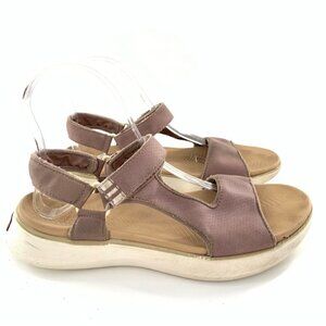 Dr Scholls sandals 7.5 37.5 purple suede Freeflow heel sticky strap orthopedic